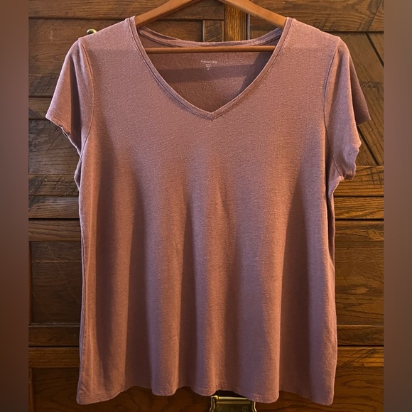 Garnet Hill Tops - Garnet Hill Essential Linen Modal V-Neck Short Sleeve Tee Size Medium